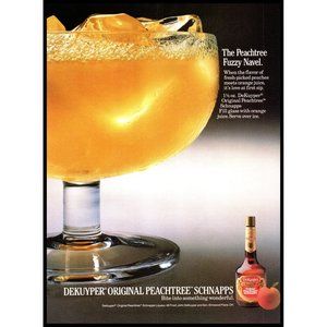 1986 Dekuyper Peachtree Schnapps Vintage Print Ad Fuzzy Navel Cocktail Wall Art